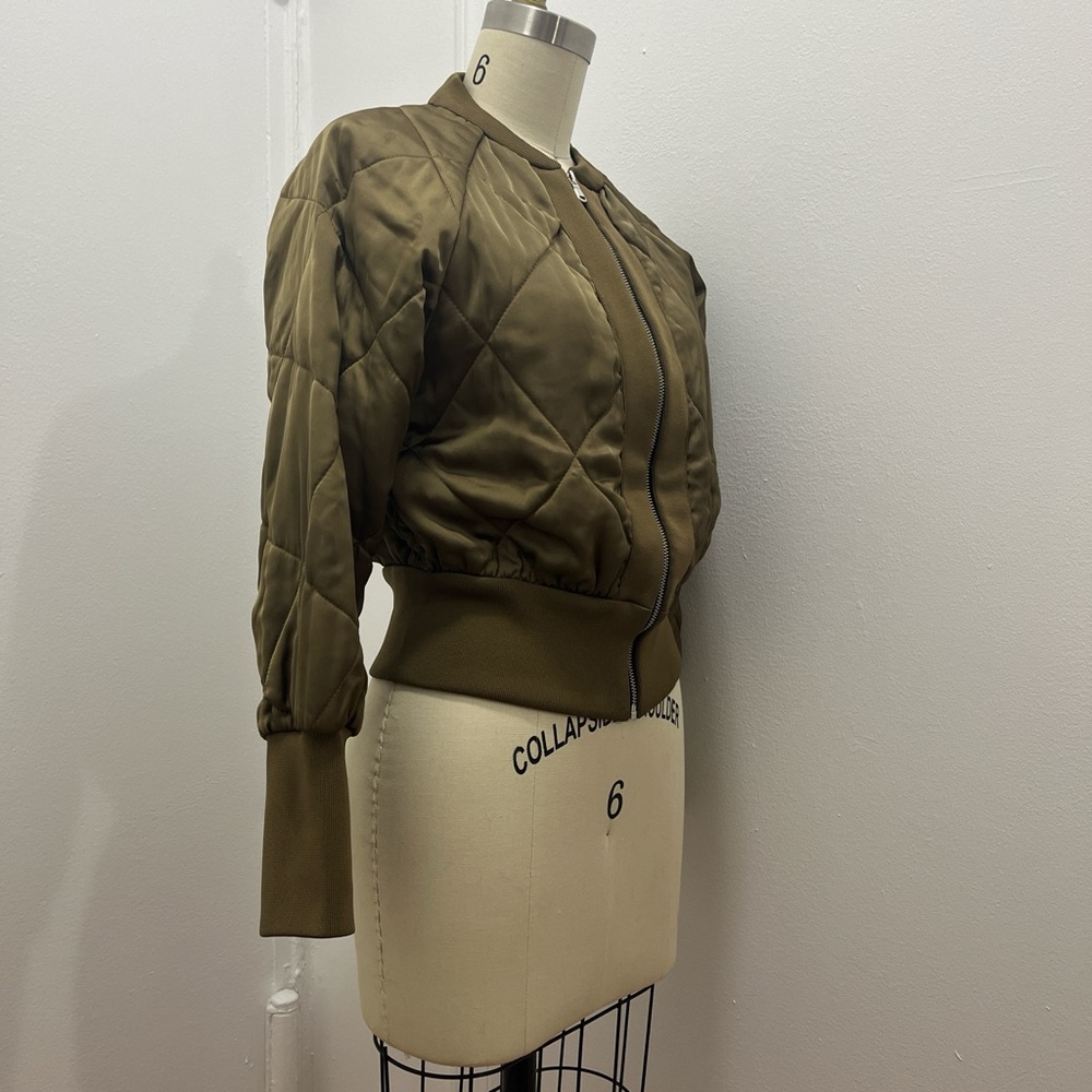 Zara Woman Quilted Jacket in Khaki and Orange - Picture 5 of 8